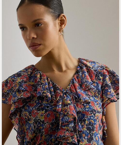 LAUREN RALPH LAUREN（ローレン ラルフ ローレン）の「フローラル フリルトリム ジョーゼット ブラウス（シャツ/ブラウス・レディース・マルチ・S/M/XS/XXS）」の4枚目の写真