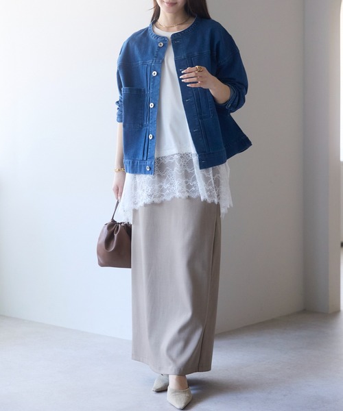 PREFERIR（プレフェリール）の「【体型カバー／レイヤード】裾レースロングカットソー プルオーバー（Tシャツ/カットソー・レディース・オフホワイト/ブラック・FREE）」の9枚目の写真