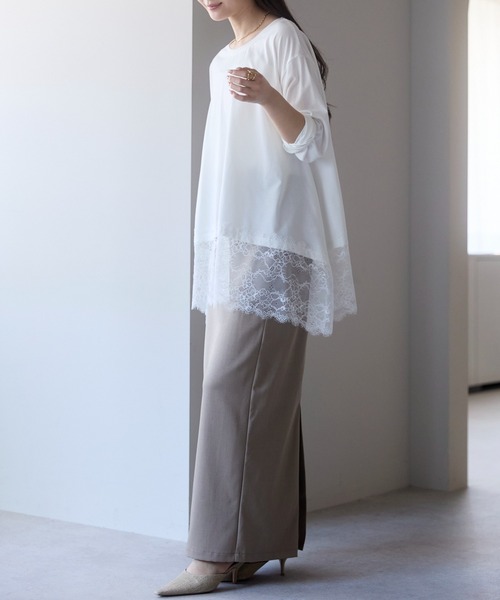 PREFERIR（プレフェリール）の「【体型カバー／レイヤード】裾レースロングカットソー プルオーバー（Tシャツ/カットソー・レディース・オフホワイト/ブラック・FREE）」の17枚目の写真