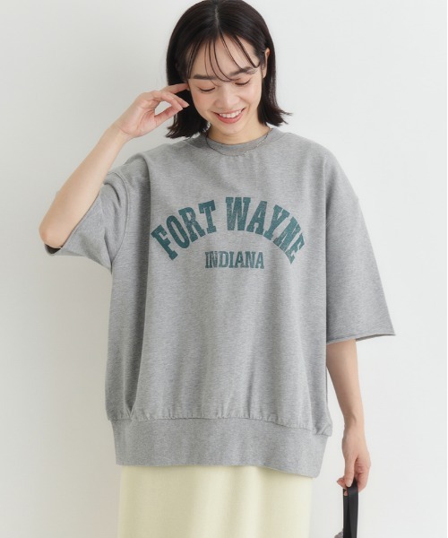 Right-on（ライトオン）の「HONEYSUCKLE ROSE(ハニーサックルローズ)【サマスウェ】カレッジロゴＴシャツ（Tシャツ/カットソー・レディース・オフホワイト/グレー/ダークグレー/オレンジ・M/L/S）」の7枚目の写真