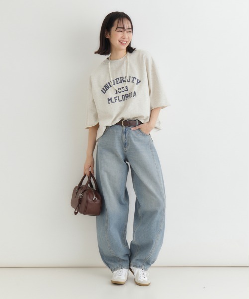 Right-on（ライトオン）の「HONEYSUCKLE ROSE(ハニーサックルローズ)【サマスウェ】カレッジロゴＴシャツ（Tシャツ/カットソー・レディース・オフホワイト/グレー/ダークグレー/オレンジ・M/L/S）」の6枚目の写真