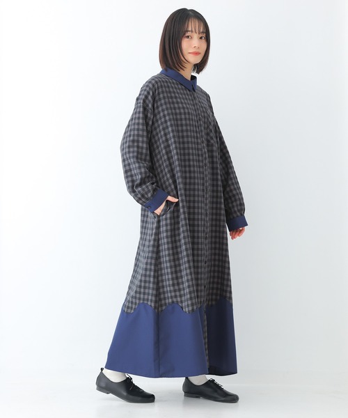 n'OrLABEL(ノアールレーベル)の「ウェーブ切替ギンガムチェックワンピース(シャツワンピース・レディース・ブラック/ネイビー・FREE)」の22枚目の写真