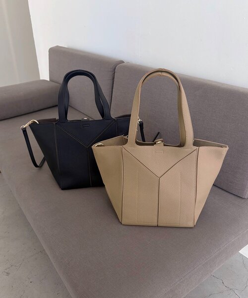 CAPRICIEUX LE'MAGE(カプリシューレマージュ)の「【S/Lサイズ展開あり】ブロッキングバッグ L(ショルダーバッグ・レディース・ブラック/ベージュ・FREE)」の9枚目の写真