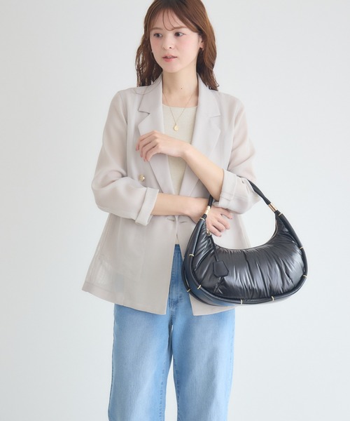 KATHARINE ROSS（キャサリンロス）の「【KATHARINE ROSS】中綿ショルダー ポリウレタンバッグ（ショルダーバッグ・レディース・シルバー/ブラック・MEDIUM）」の5枚目の写真