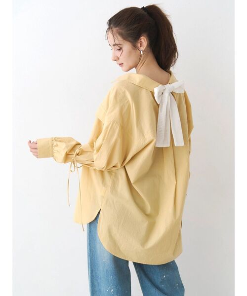 CALNAMUR（カルナムール）の「バックリボンオーバーコットンシャツ（シャツ/ブラウス・レディース・ピンク/イエロー/ベージュ・FREE）」の3枚目の写真