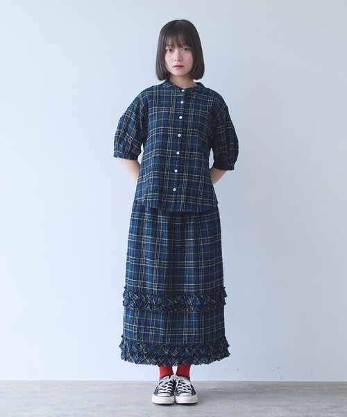bulle de savon(ビュルデサボン)の「△サッカー タータンチェック ブラウス(シャツ/ブラウス・レディース・ネイビー/レッド・FREE)」の17枚目の写真