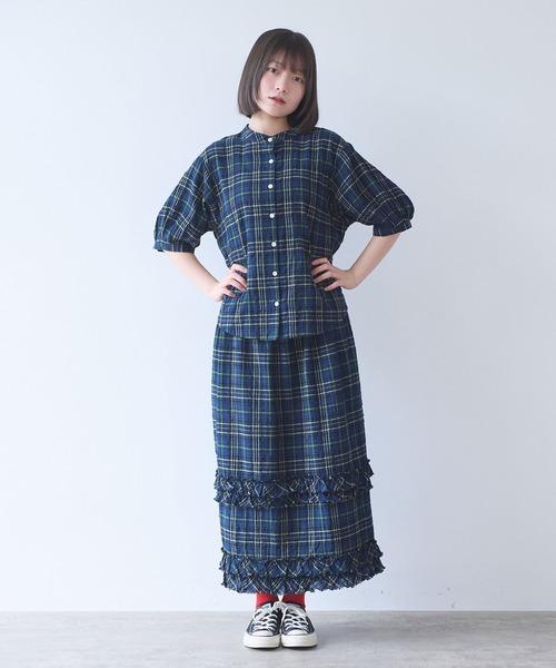 bulle de savon(ビュルデサボン)の「△サッカー タータンチェック ブラウス(シャツ/ブラウス・レディース・ネイビー/レッド・FREE)」の18枚目の写真