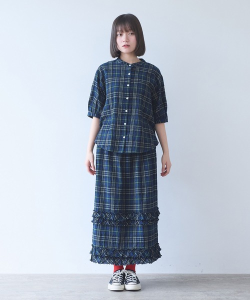 bulle de savon(ビュルデサボン)の「△サッカー タータンチェック ブラウス(シャツ/ブラウス・レディース・ネイビー/レッド・FREE)」の19枚目の写真
