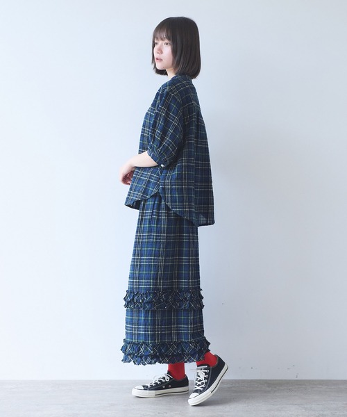 bulle de savon(ビュルデサボン)の「△サッカー タータンチェック ブラウス(シャツ/ブラウス・レディース・ネイビー/レッド・FREE)」の20枚目の写真