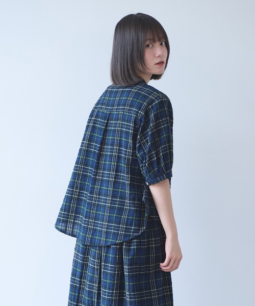 bulle de savon(ビュルデサボン)の「△サッカー タータンチェック ブラウス(シャツ/ブラウス・レディース・ネイビー/レッド・FREE)」の15枚目の写真