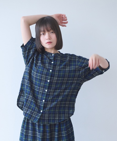 bulle de savon(ビュルデサボン)の「△サッカー タータンチェック ブラウス(シャツ/ブラウス・レディース・ネイビー/レッド・FREE)」の9枚目の写真