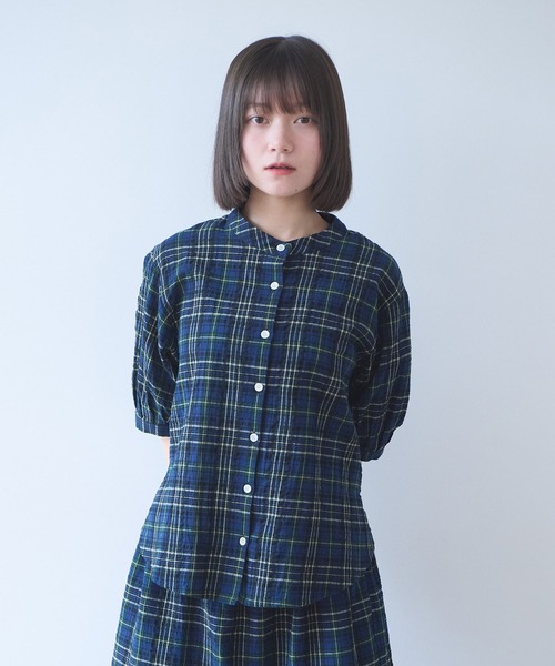 bulle de savon(ビュルデサボン)の「△サッカー タータンチェック ブラウス(シャツ/ブラウス・レディース・ネイビー/レッド・FREE)」の12枚目の写真