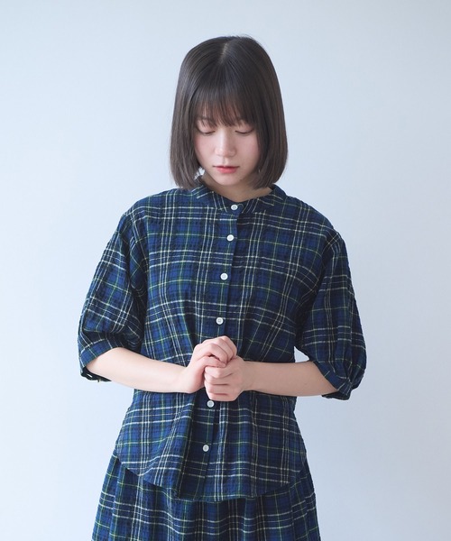 bulle de savon(ビュルデサボン)の「△サッカー タータンチェック ブラウス(シャツ/ブラウス・レディース・ネイビー/レッド・FREE)」の13枚目の写真