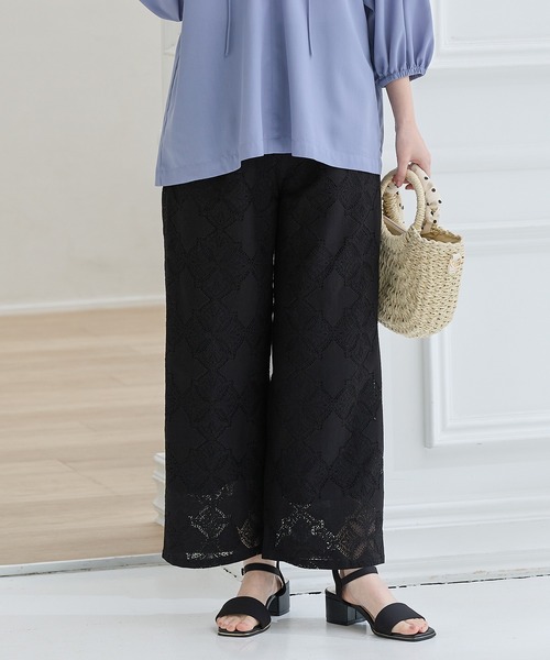 Honeys（ハニーズ）の「レースストレートパンツ（その他パンツ・レディース・アイボリー/ブラック・3L/L/LL/M/S）」の6枚目の写真