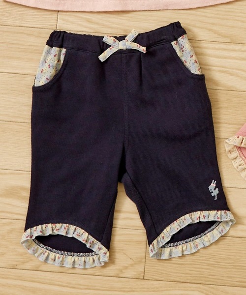 KP(ケーピー)の「SZ天竺 5分丈フリルパンツ(その他パンツ・キッズ・ネイビー/ピンク・90cm/100cm/80cm)」の2枚目の写真