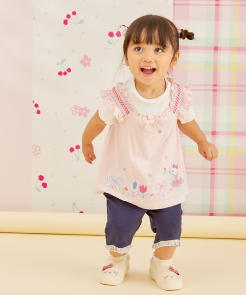 KP(ケーピー)の「SZ天竺 5分丈フリルパンツ(その他パンツ・キッズ・ネイビー/ピンク・90cm/100cm/80cm)」の7枚目の写真