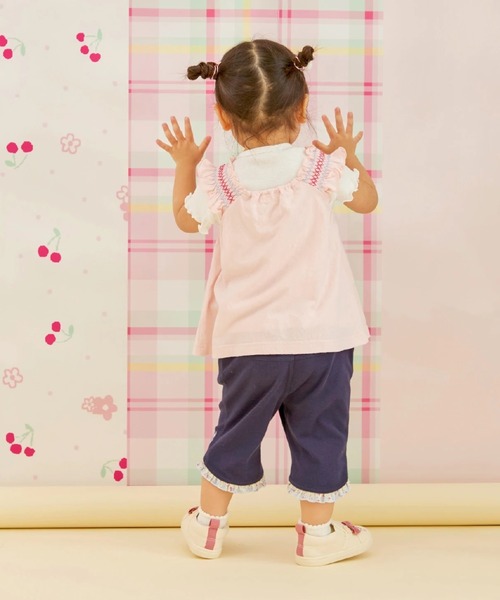 KP(ケーピー)の「SZ天竺 5分丈フリルパンツ(その他パンツ・キッズ・ネイビー/ピンク・90cm/100cm/80cm)」の8枚目の写真