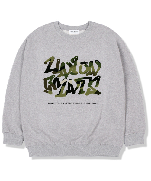 Union Garments(ユニオンガーメンツ)の「ミリメリアロゴ 裏起毛 オーバーサイズ スウェットシャツ グレー(スウェット・レディース・その他・L/XL/XXL)」の1枚目の写真