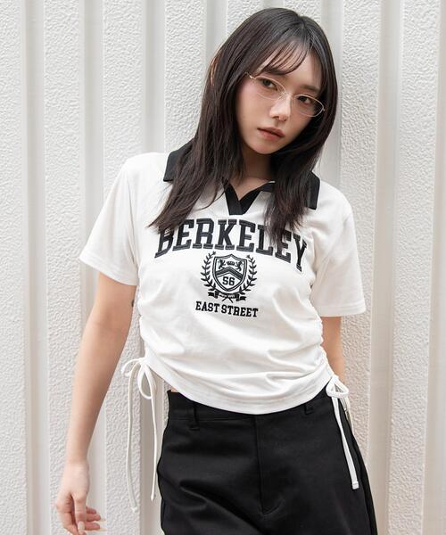 WEGO（ウィゴー）の「WEGO/スキッパーサイドドロストT（Tシャツ/カットソー・レディース・ブラウン/ホワイト/ネイビー/ホワイト系その他・FREE）」の2枚目の写真