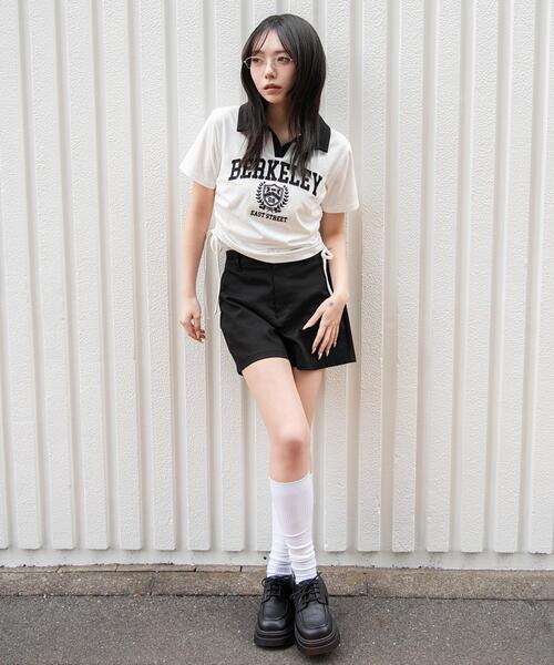 WEGO（ウィゴー）の「WEGO/スキッパーサイドドロストT（Tシャツ/カットソー・レディース・ブラウン/ホワイト/ネイビー/ホワイト系その他・FREE）」の5枚目の写真