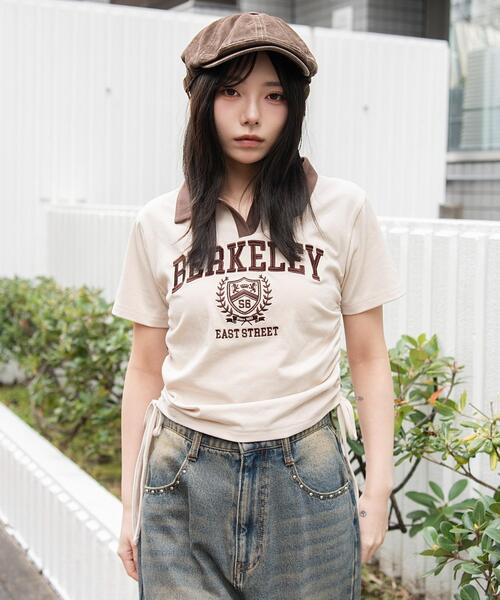 WEGO（ウィゴー）の「WEGO/スキッパーサイドドロストT（Tシャツ/カットソー・レディース・ブラウン/ホワイト/ネイビー/ホワイト系その他・FREE）」の16枚目の写真