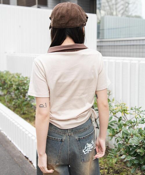 WEGO（ウィゴー）の「WEGO/スキッパーサイドドロストT（Tシャツ/カットソー・レディース・ブラウン/ホワイト/ネイビー/ホワイト系その他・FREE）」の19枚目の写真