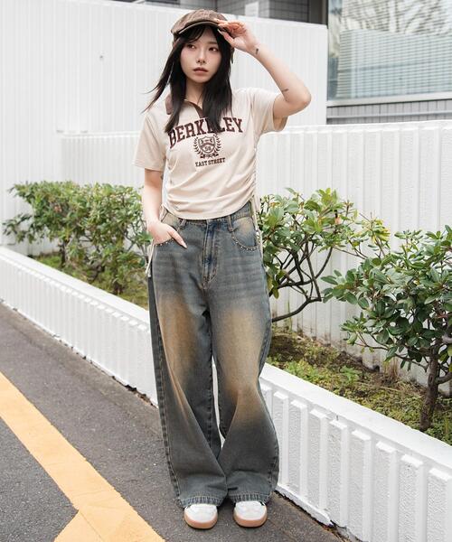 WEGO（ウィゴー）の「WEGO/スキッパーサイドドロストT（Tシャツ/カットソー・レディース・ブラウン/ホワイト/ネイビー/ホワイト系その他・FREE）」の20枚目の写真