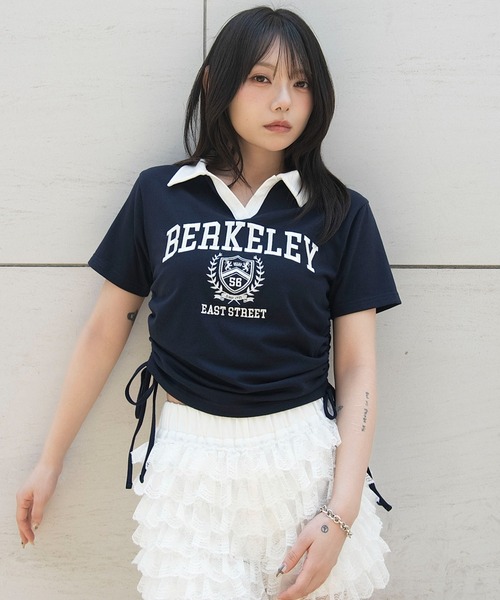 WEGO（ウィゴー）の「WEGO/スキッパーサイドドロストT（Tシャツ/カットソー・レディース・ブラウン/ホワイト/ネイビー/ホワイト系その他・FREE）」の4枚目の写真