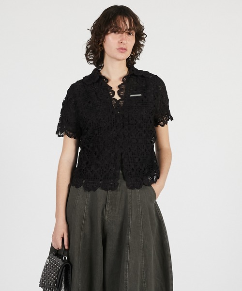 PRANK PROJECT（プランクプロジェクト）の「【2026Summer Pre-Order】スカラップクローバーレーストップ / Scallop Clover Lace Top（シャツ/ブラウス・レディース・ホワイト/ブラック・FREE）」の11枚目の写真
