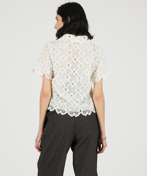 PRANK PROJECT（プランクプロジェクト）の「【2026Summer Pre-Order】スカラップクローバーレーストップ / Scallop Clover Lace Top（シャツ/ブラウス・レディース・ホワイト/ブラック・FREE）」の17枚目の写真