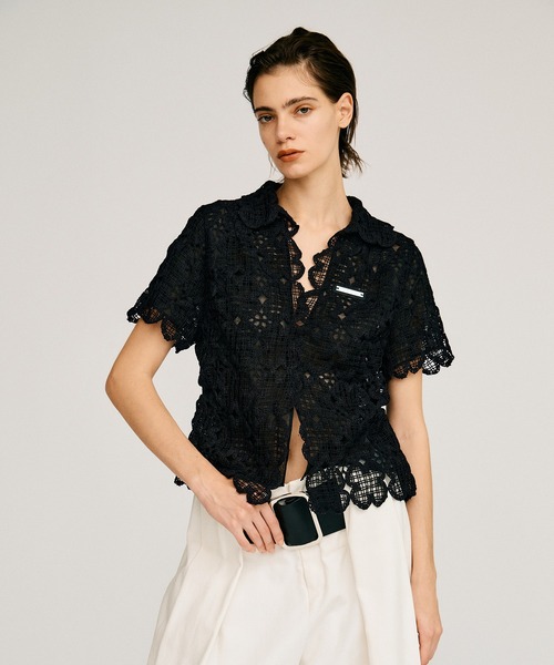 PRANK PROJECT(プランクプロジェクト)の「【Pre-Order】スカラップクローバーレーストップ / Scallop Clover Lace Top(シャツ/ブラウス・レディース・ホワイト/ブラック・FREE)」の21枚目の写真
