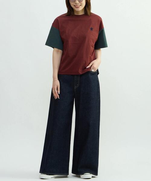 CONVERSE TOKYO（コンバーストウキョウ）の「COLOR SWITCHING TEE（Tシャツ/カットソー・レディース・ホワイト/ボルドー・FREE）」の16枚目の写真