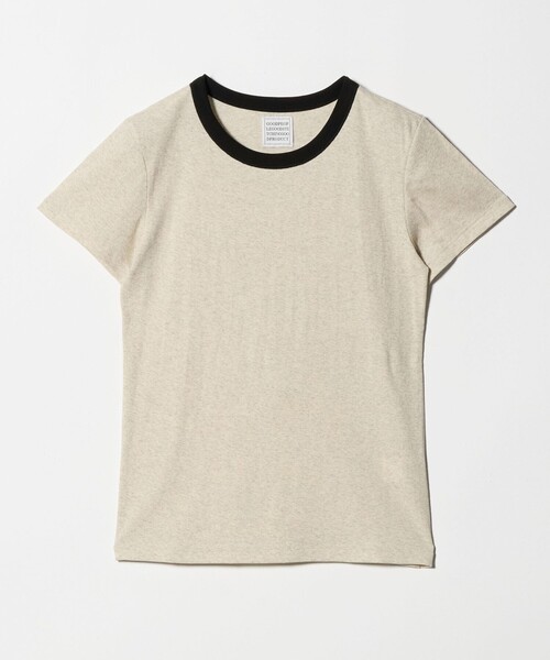 GOOD PEOPLE GOOD STITCHING GOOD PRODUCT（グッドピープルグッドスティッチンググッドプロダクト）の「＜GOOD PEOPLE GOOD STITCHING GOOD PRODUCT＞トリム リブ Tシャツ（Tシャツ/カットソー・レディース・ナチュラル/ネイビー・S）」の2枚目の写真