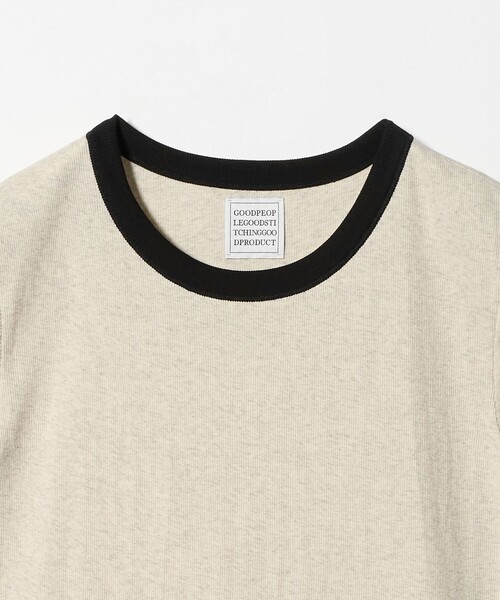 GOOD PEOPLE GOOD STITCHING GOOD PRODUCT（グッドピープルグッドスティッチンググッドプロダクト）の「＜GOOD PEOPLE GOOD STITCHING GOOD PRODUCT＞トリム リブ Tシャツ（Tシャツ/カットソー・レディース・ナチュラル/ネイビー・S）」の7枚目の写真
