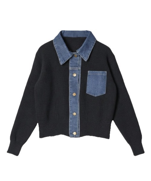Human 2nd Occasion（ヒューマンセカンドオケージョン）の「デニム×リブニットトップス（ニット/セーター・レディース・ブラック/グレー・M/L）」の16枚目の写真