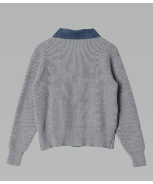 Human 2nd Occasion（ヒューマンセカンドオケージョン）の「デニム×リブニットトップス（ニット/セーター・レディース・ブラック/グレー・M/L）」の13枚目の写真