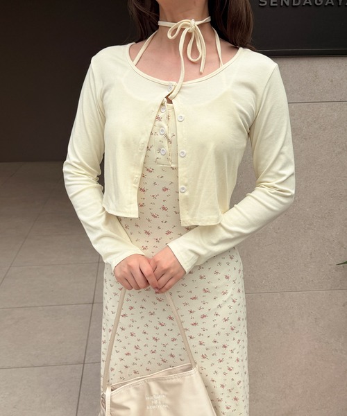 frunco(フランコ)の「小花柄ロングキャミワンピース×カーディガンセット(ワンピース・レディース・アイボリー/ブラック/ネイビー・FREE)」の12枚目の写真