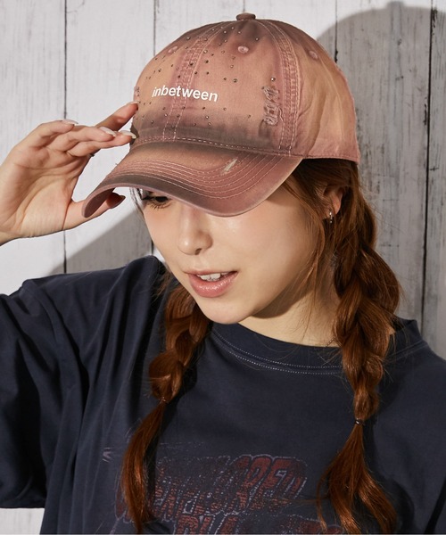 GORGE（ゴージ）の「《ラインストーン・ダメージ加工》キャップ／ストリート／オールシーズン／全3色（キャップ・レディース・ピンク/チャコール/ブラック・F）」の4枚目の写真
