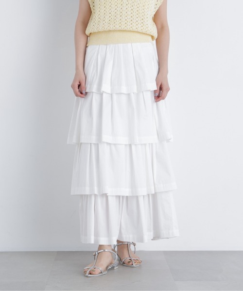 N.（N. Natural Beauty Basic）（エヌエヌナチュラルビューティーベーシック）の「ブロードティアードスカート（スカート・レディース・ブルー系その他2/ブラック/オフホワイト・P/S/MEDIUM）」の2枚目の写真