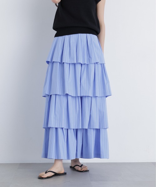 N.（N. Natural Beauty Basic）（エヌエヌナチュラルビューティーベーシック）の「ブロードティアードスカート（スカート・レディース・ブルー系その他2/ブラック/オフホワイト・P/S/MEDIUM）」の3枚目の写真