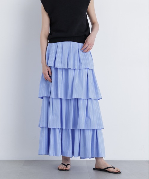 N.（N. Natural Beauty Basic）（エヌエヌナチュラルビューティーベーシック）の「ブロードティアードスカート（スカート・レディース・ブルー系その他2/ブラック/オフホワイト・P/S/MEDIUM）」の5枚目の写真