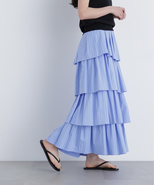 N.（N. Natural Beauty Basic）（エヌエヌナチュラルビューティーベーシック）の「ブロードティアードスカート（スカート・レディース・ブルー系その他2/ブラック/オフホワイト・P/S/MEDIUM）」の6枚目の写真