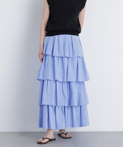 N.（N. Natural Beauty Basic）（エヌエヌナチュラルビューティーベーシック）の「ブロードティアードスカート（スカート・レディース・ブルー系その他2/ブラック/オフホワイト・P/S/MEDIUM）」の7枚目の写真