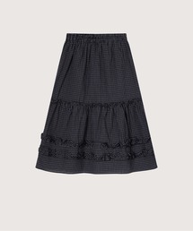 Ruffle-Trim Plaid Midi Skirt