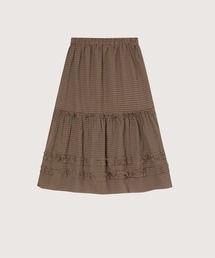 Ruffle-Trim Plaid Midi Skirt