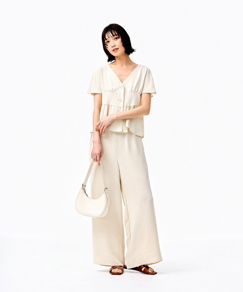 coca（coca）（コカ）の「シボ感ワイドパンツ（その他パンツ・レディース・ライトベージュ/B/A/ブルー/レッド/ブラック・L/M/S）」の9枚目の写真