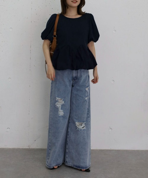 archives(アルシーヴ)の「ラウンドバルーンドッキングカットTOPS(Tシャツ/カットソー・レディース・オフホワイト/グレー/ネイビー・MEDIUM)」の16枚目の写真