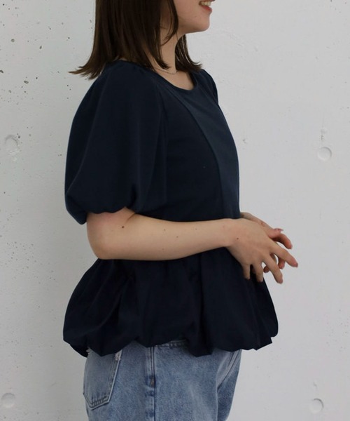 archives(アルシーヴ)の「ラウンドバルーンドッキングカットTOPS(Tシャツ/カットソー・レディース・オフホワイト/グレー/ネイビー・MEDIUM)」の20枚目の写真