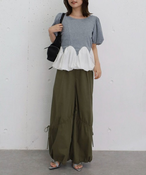 archives(アルシーヴ)の「ラウンドバルーンドッキングカットTOPS(Tシャツ/カットソー・レディース・オフホワイト/グレー/ネイビー・MEDIUM)」の8枚目の写真