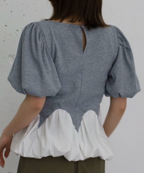 archives(アルシーヴ)の「ラウンドバルーンドッキングカットTOPS(Tシャツ/カットソー・レディース・オフホワイト/グレー/ネイビー・MEDIUM)」の9枚目の写真